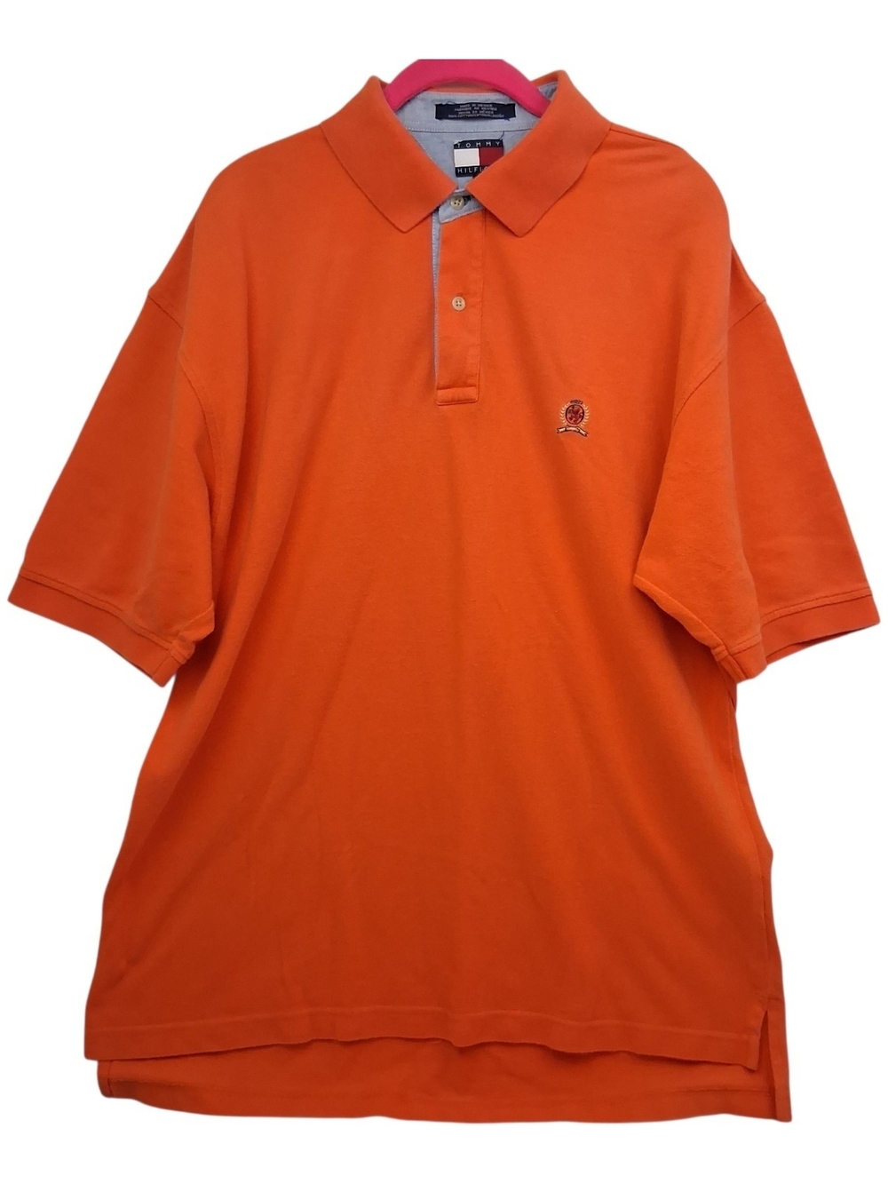 Tommy Hilfiger Men's XL Orange Polo Shirt Embroidered Logo 100% Cotton